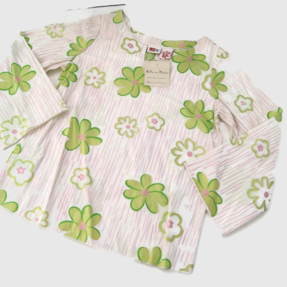 UR It Long Sleeve Tunic Top Girls 6 Floral Print 100% Cotton